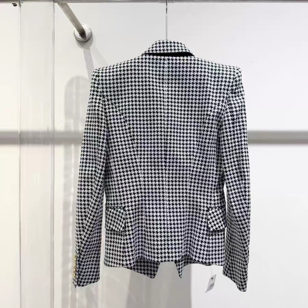 Authentic Balmain Monochrome Houndstooth Blazer with Gold Buttons - Picture 2 of 6